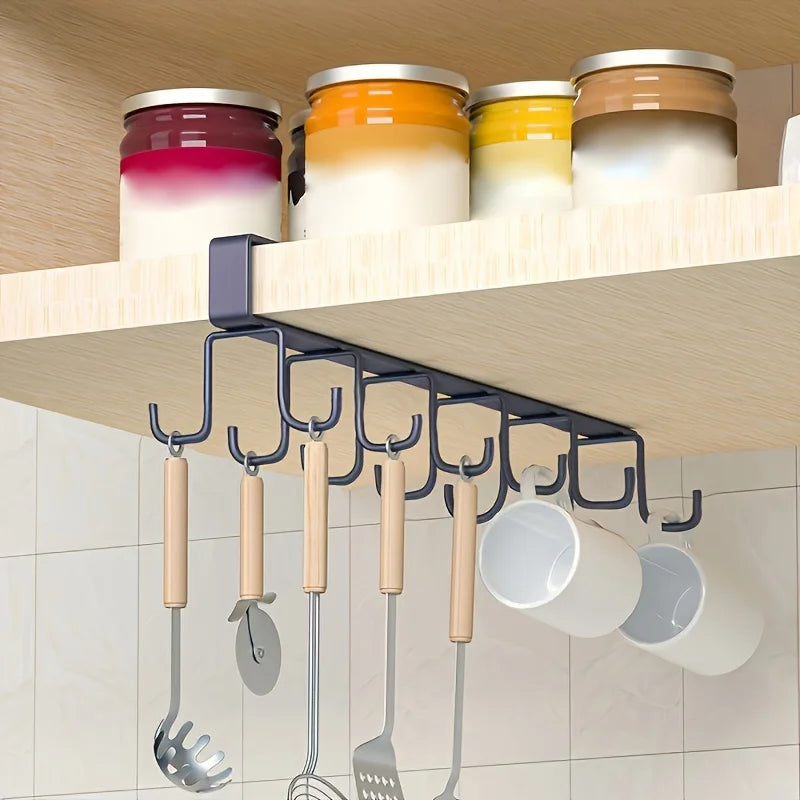 Cupora Tassenhalter für Hängeschrank | 12 Haken | Doppelreihe | Platzsparender Küchenorganizer aus Karbonstahl