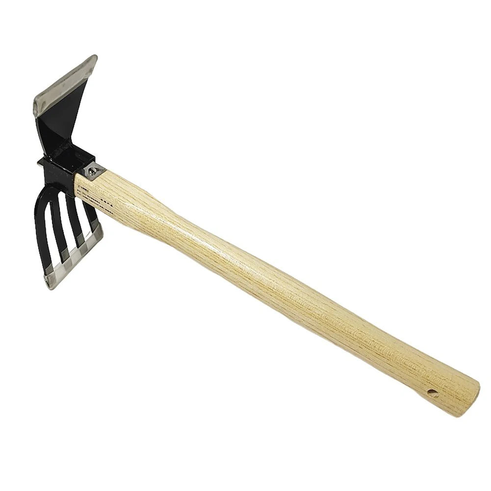 Grünvaro Handrechen 5 Zinken | Gartenkultivator & Mini-Hacke | Carbonstahl | Holzgriff | 38 × 21 × 8,5 cm