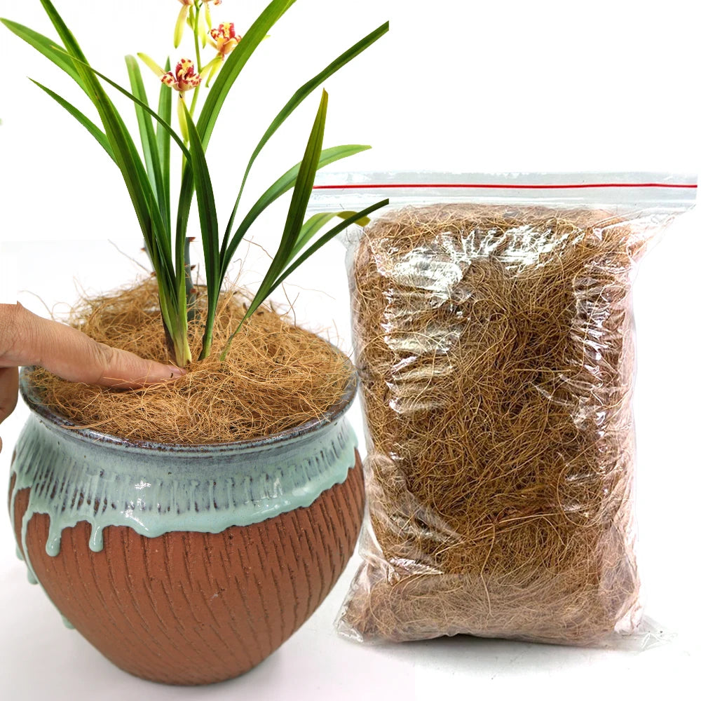 Floracoco | Kokosfaser Mulch | Natürliche Pflanzenabdeckung | Organische Kokosfasern für Töpfe & Terrarien