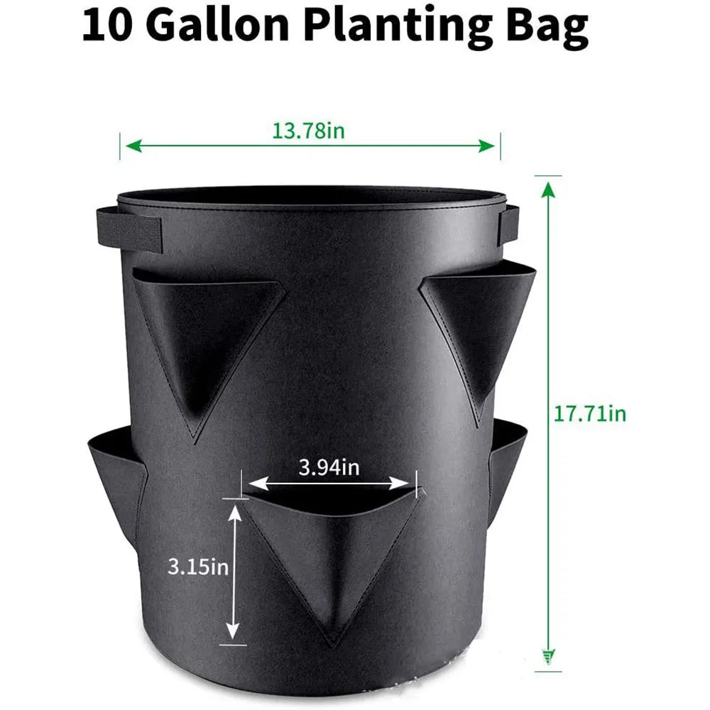 BerryGrow Erdbeer Pflanzsack | Atmungsaktiver Grow Bag | 5/7/10 Gal (20–45 × 25–35 cm) | Balkon & Garten Pflanzenbehälter