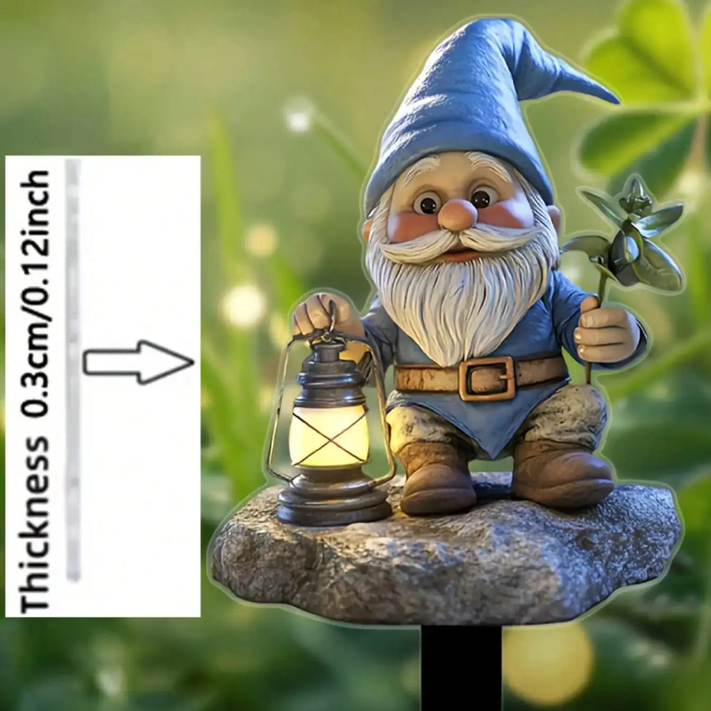 GNOMERIA Gartenstecker Zwerg | Acryl | Wetterfest | Blumentopf & Rasen Dekoration