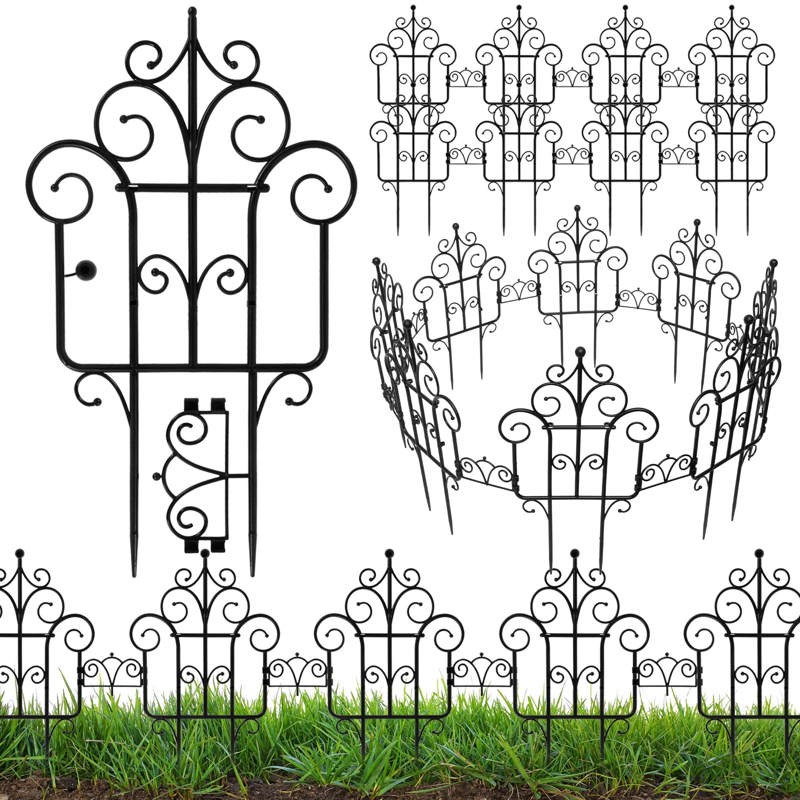 FlexiGarden Dekorativer Gartenzaun | Kunststoff | 40 cm hoch | Faltbar & Multifunktional | 10er Set