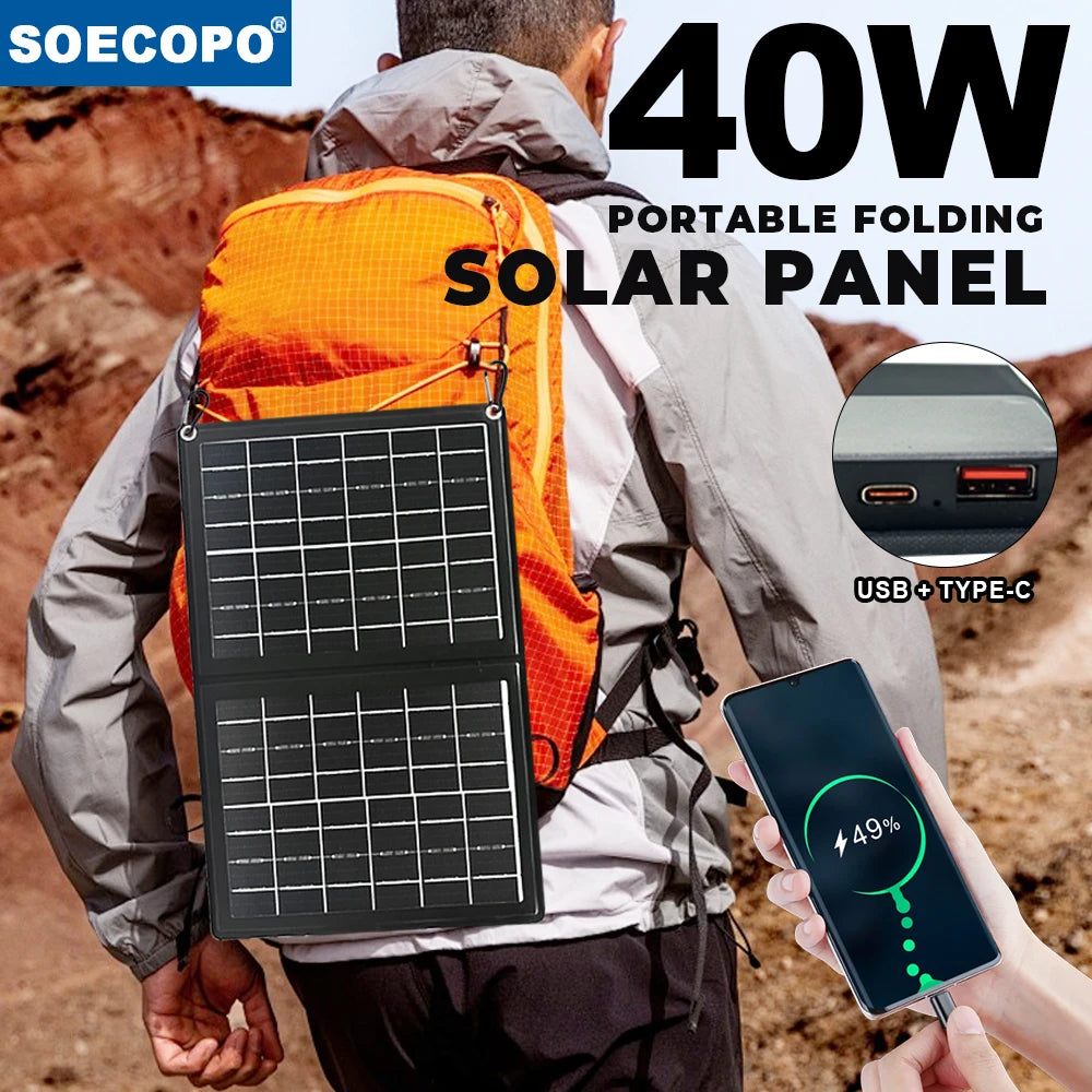 SolarVanta | Faltbares Solarladegerät 40W | Monokristallines Solarpanel | USB & USB-C | Für Camping und Outdoor