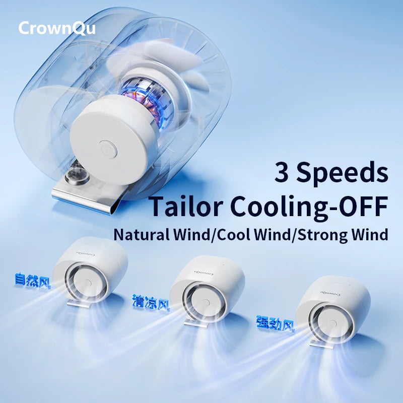 BREEZARO Taillenventilator mit Clip | 360° Verstellbar | 3 Geschwindigkeiten | Wiederaufladbar