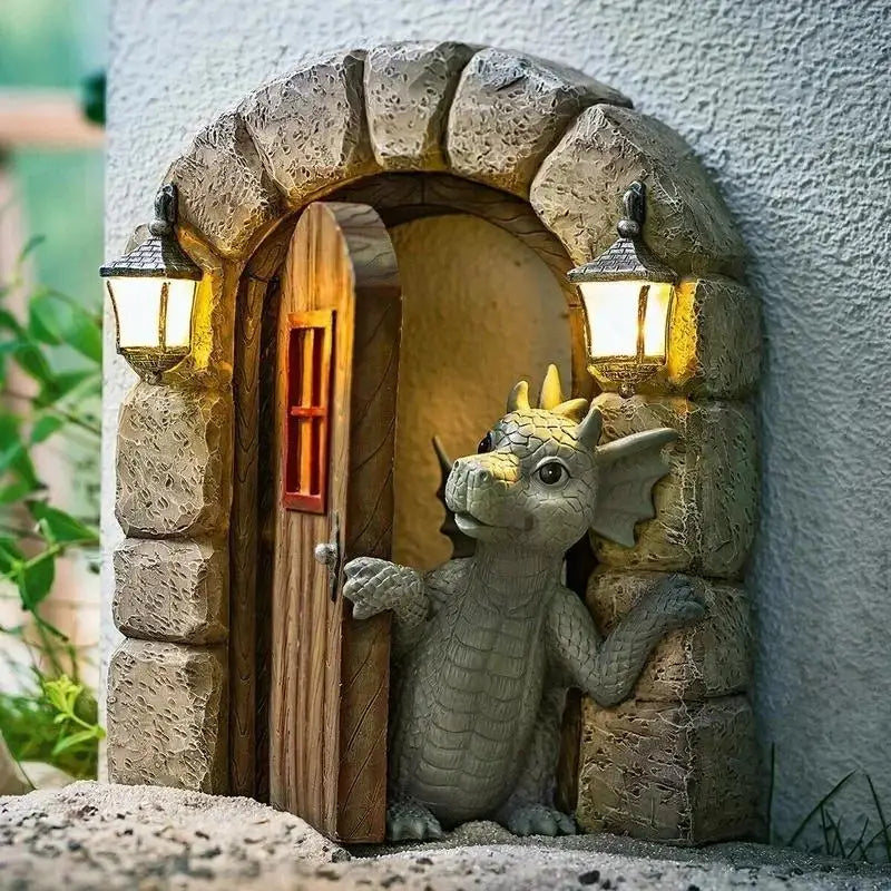 Dracoria Drachen Gartenfigur aus Resin | Gothic Fantasy Skulptur | Deko für Garten & Terrasse