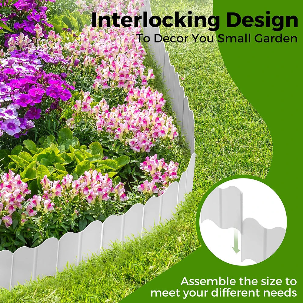 Edgevera Rasenkante Garten | Kunststoff Beeteinfassung | Flexibles Rasenkanten System | 15 × 14 cm | Einfache Montage