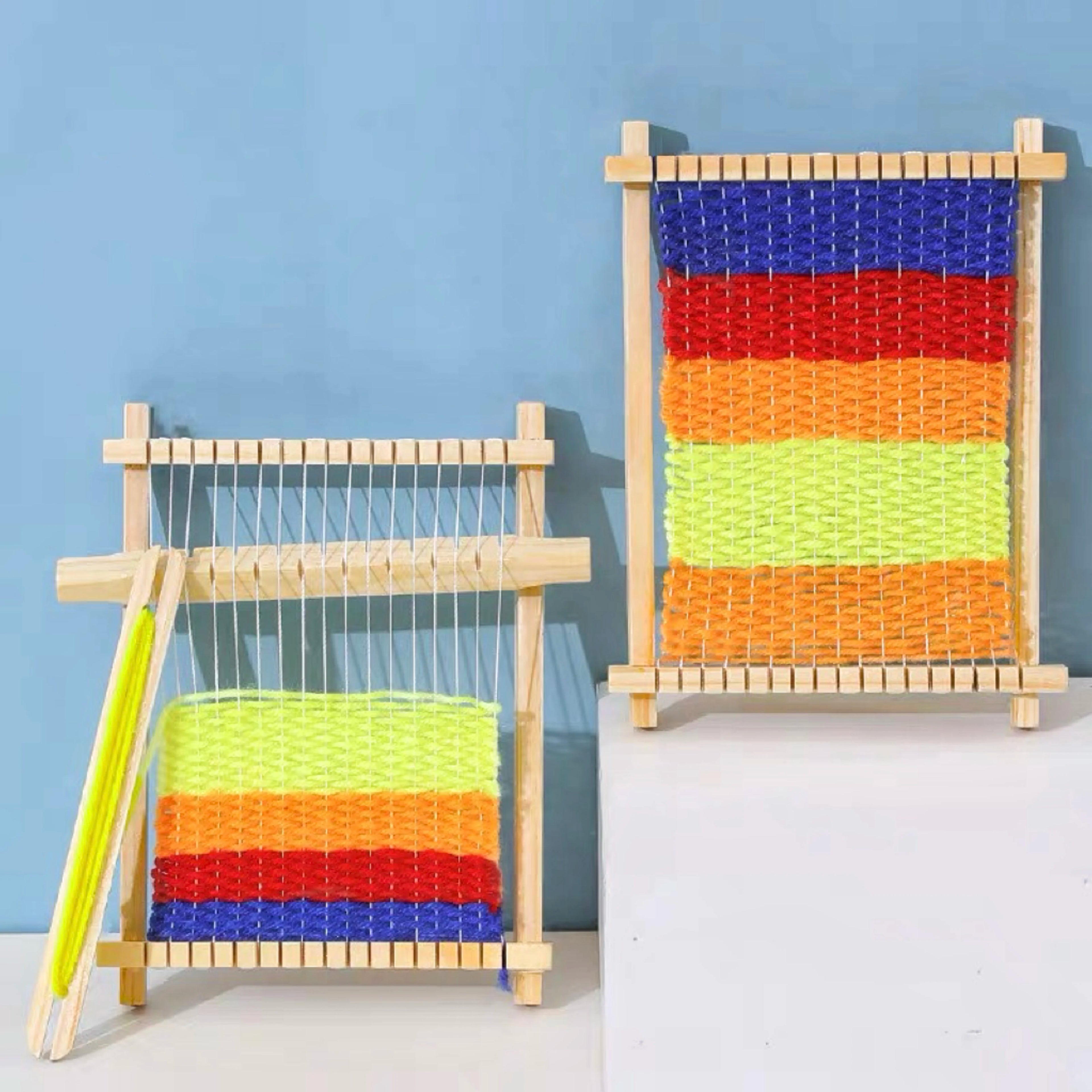 WEAVOLI Webstuhl Kinder Holz | DIY Webset | Handwebrahmen mit Zubehör | Kreatives Lernspielzeug