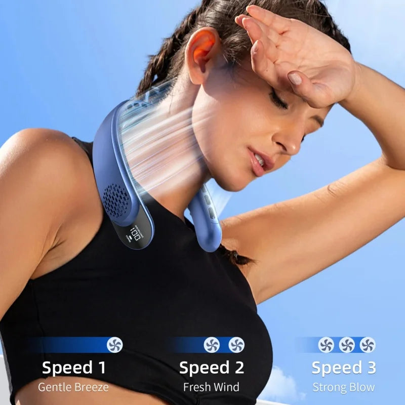 Aervyra Nackenventilator | 4-Turbo Luftstrom | 4000mAh Akku | Bladeless Tragbarer Ventilator mit LED-Display