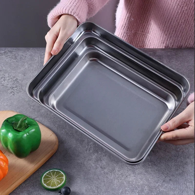 Edelstahl Backform Tablett mit Draht Rack Kuchen Backen BBQ Pan Tablett Platte Ofen Brownie Rack Kochen Braten Grillen Werkzeug