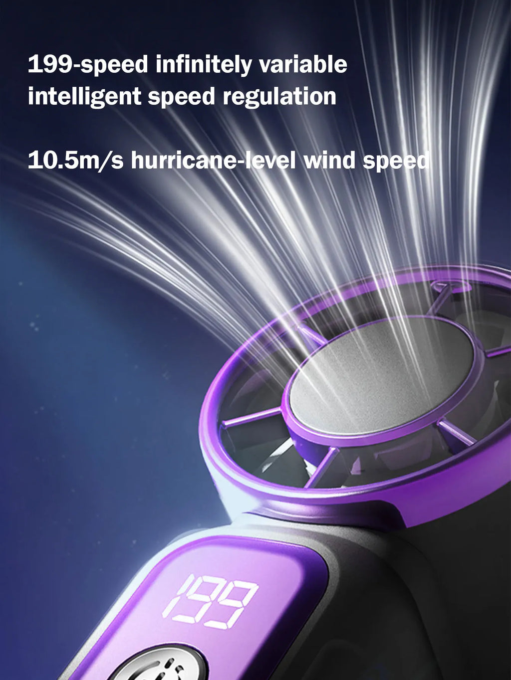 Breezora | Mini-Handventilator mit Digitalanzeige | Leistungsstarke Kühlung | USB-aufladbar 1200 mAh
