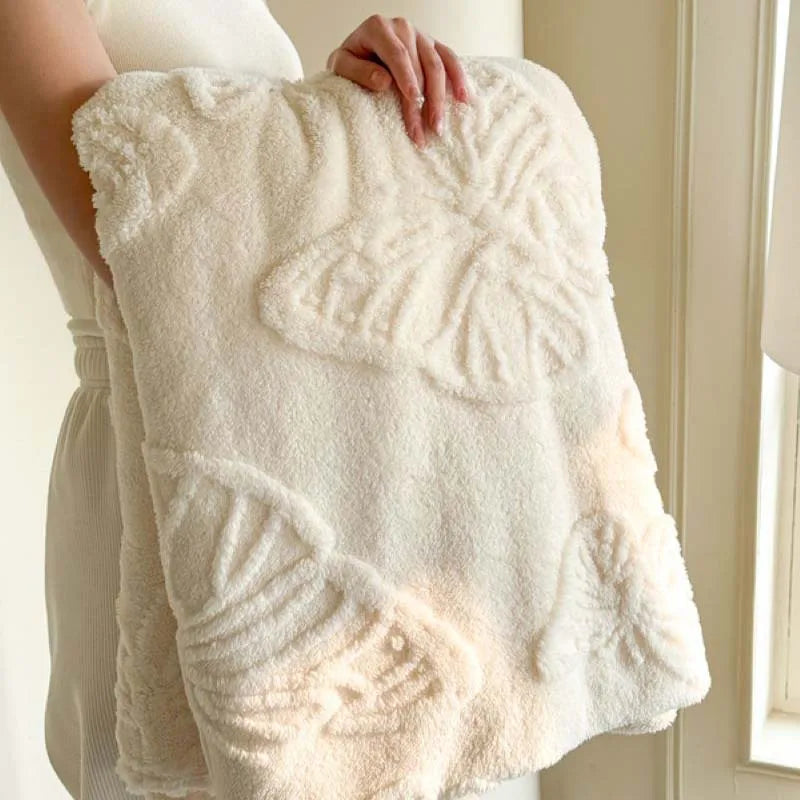 Fleurière Flannel Blanket | 3D Butterfly Design | Soft & Warm | For Bed, Sofa & Camping