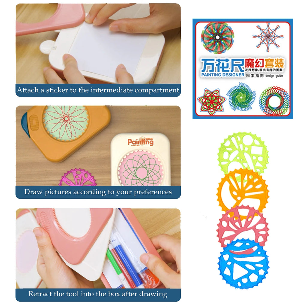 Geometriax Spirograph Zeichen Set | Geometrische Schablonen & Zahnräder | Kreatives Zeichenspielzeug | Kunststoff