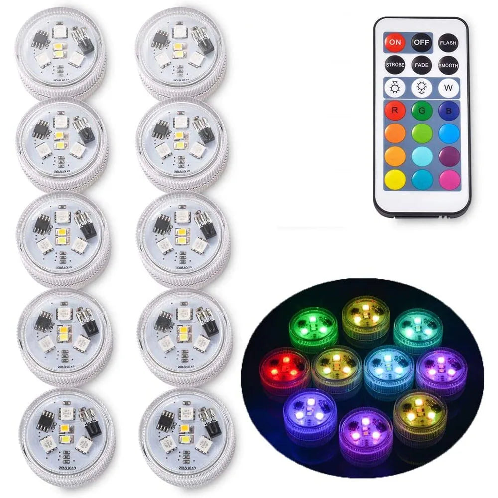 AquaGlow Mini Unterwasser-LED Lichter | RGB Farbwechsel | Fernbedienung | Wasserdicht