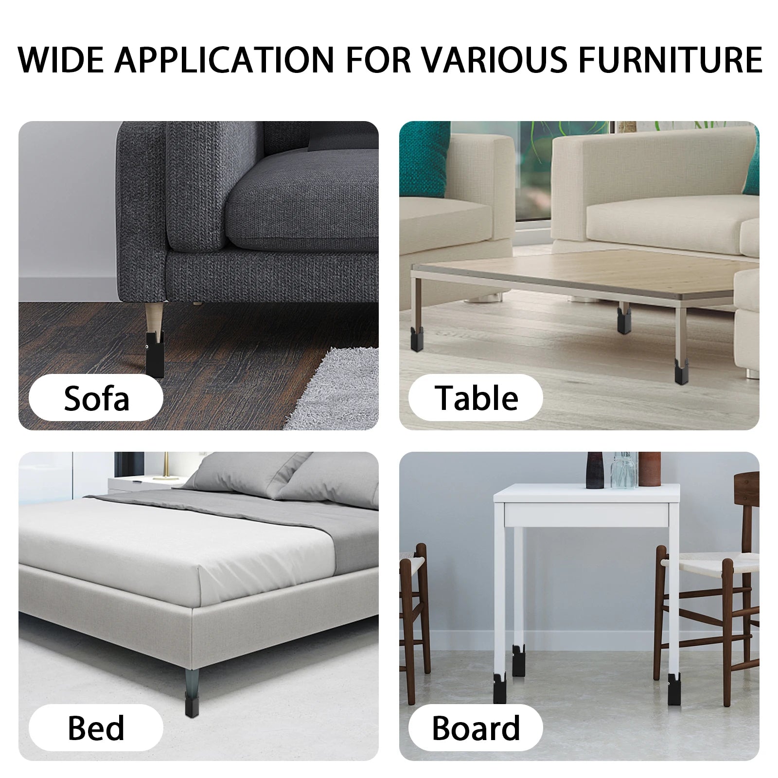 Elevato 4er-Set Verstellbare Möbelfüße | Aluminium | Stuhl, Sofa & Tisch | 5–10 cm Höhe