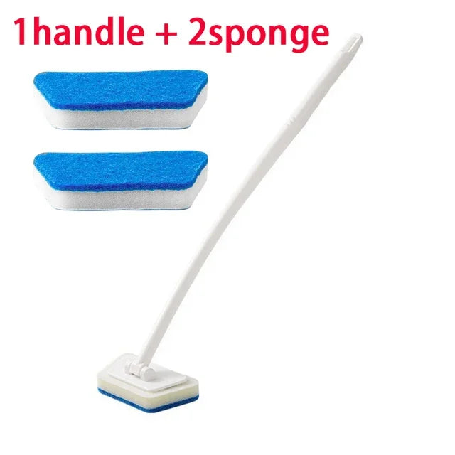CleanVanta Reinigungsbürste mit Stiel | Multifunktional | Abnehmbarer Kopf | Schwamm & PP | 56 x 13,5 x 7 cm