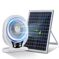 SolarBreeze Duo  Solar Camping Ventilator mit LED-Licht | USB wiederaufladbar | Tragbar 8 Zoll | Leise | Desktop & Outdoor | Weiß