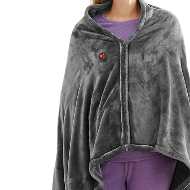 CozyTherm Wear USB Heated Blanket for Wearing | 150 × 85 cm | 3 Temperature Settings | Machine Washable & Portable