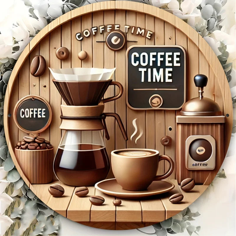 Brewwood Holzscheibe Kaffee-Motiv | 2D Farbdruck | Vintage Deko | Café & Bar