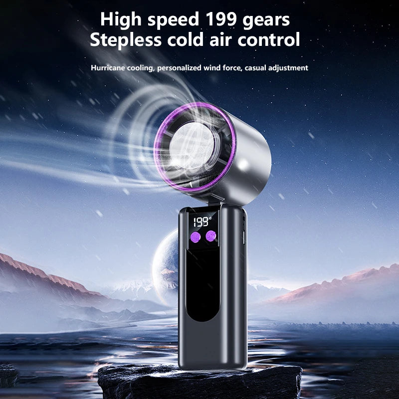 FROSTWAVE Handventilator mit Kühlfunktion | Turbo High-Speed | USB | Digitaldisplay | 3 Modi