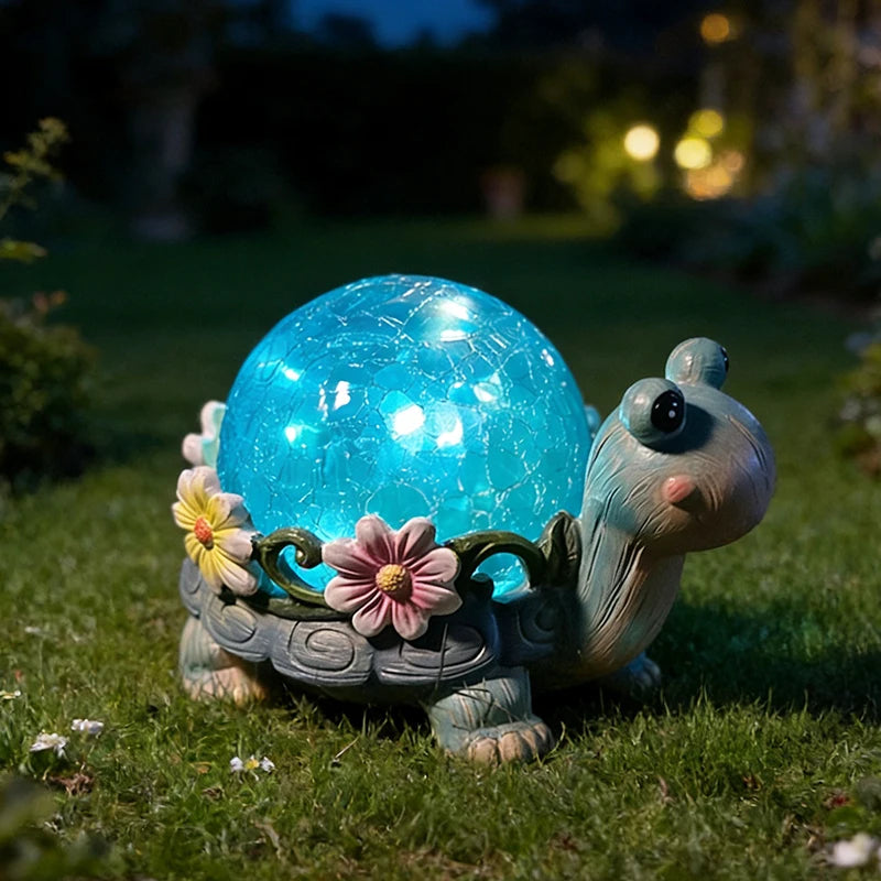 GlowTales Solar Gartenfigur Tierleuchte | LED & Crackle Glas Effekt | Wetterfest | Kabellos