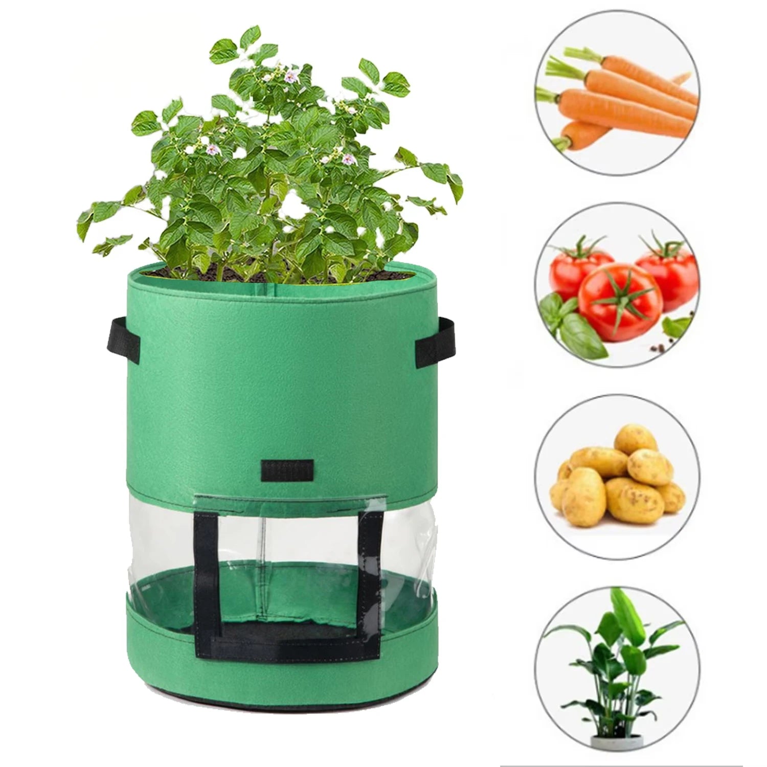 GrowVista | Pflanzsack mit 360° Sichtfenster | Atmungsaktiver Kartoffel-Pflanzbeutel für Gemüse und Blumen