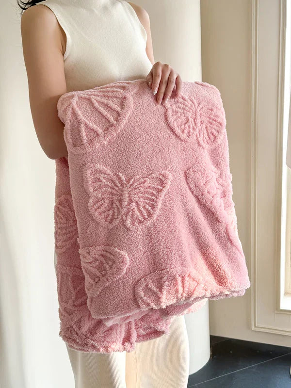 Fleurière Flannel Blanket | 3D Butterfly Design | Soft & Warm | For Bed, Sofa & Camping