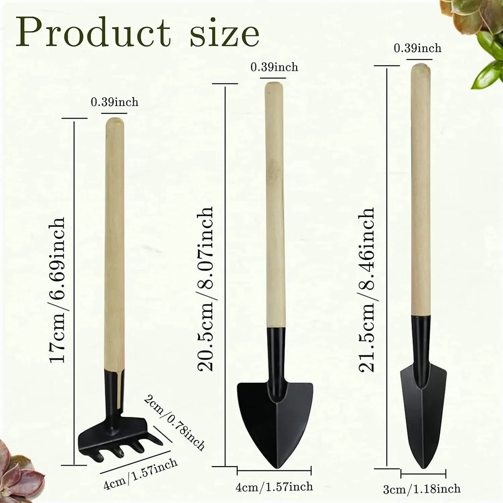 GrünMeister Mini-Gartenwerkzeug-Set | 3-teilig | Schaufel & Harke | Ergonomisch & Langlebig