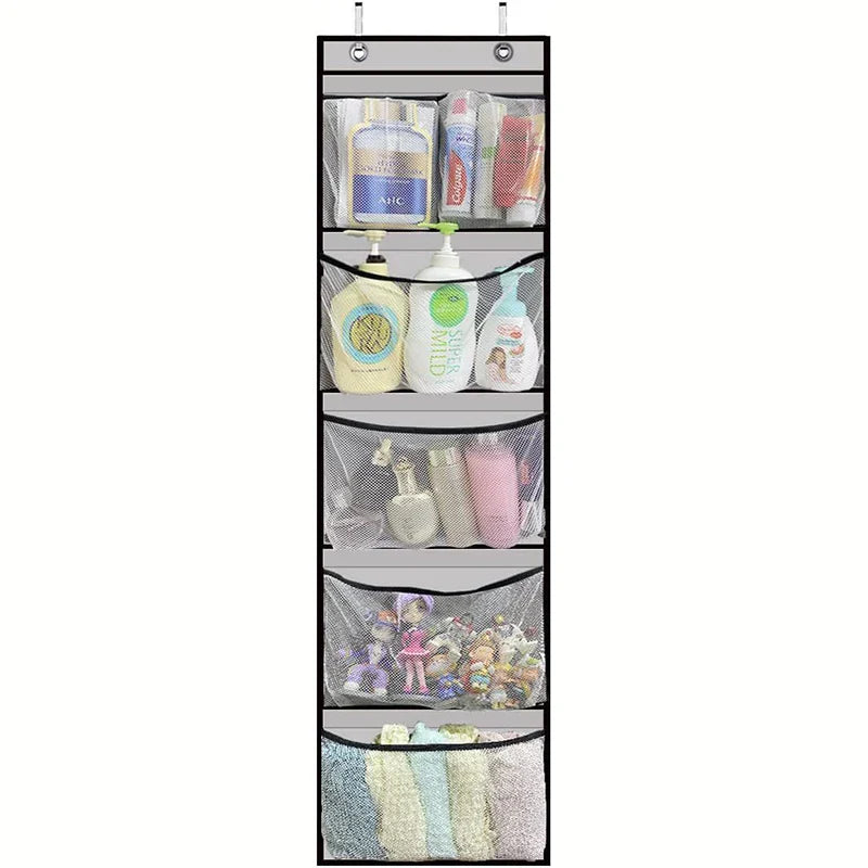 Door Hanging Organizer Storiva PocketMax | With 5 Large Compartments | Hanging Shelf for Door & Cabinet | Gray | Space-Saving Storage