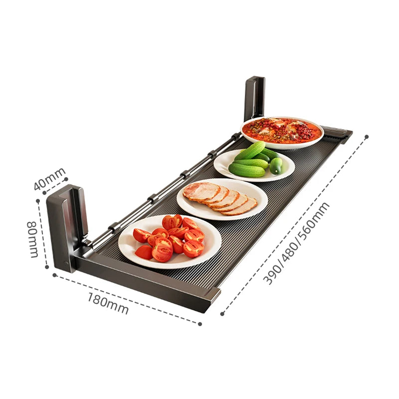 Cazentro Küchen Wandregal Klappbar | Gewürzregal mit Haken | 90° Faltbar & Ohne Bohren