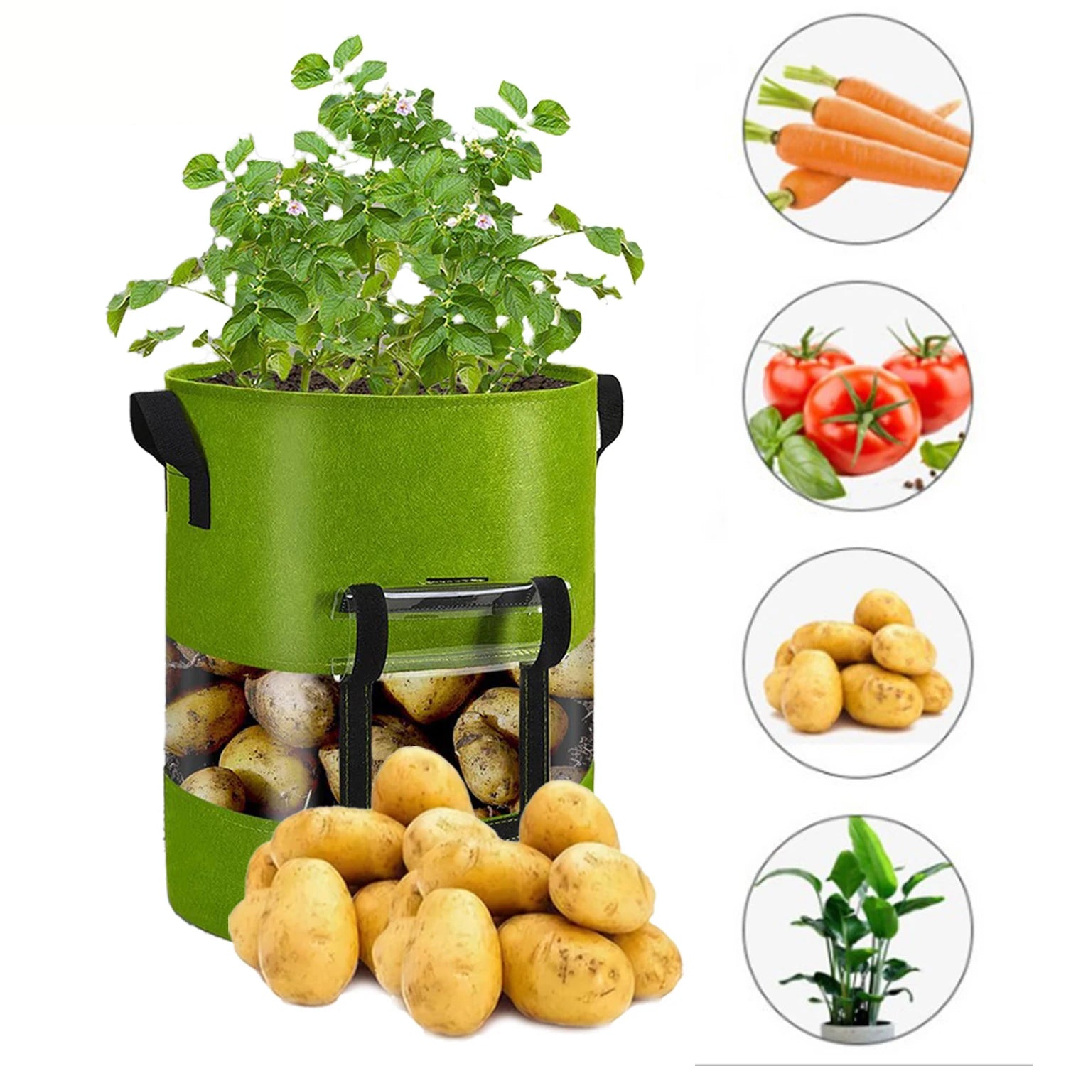 GrowVista | Pflanzsack mit 360° Sichtfenster | Atmungsaktiver Kartoffel-Pflanzbeutel für Gemüse und Blumen
