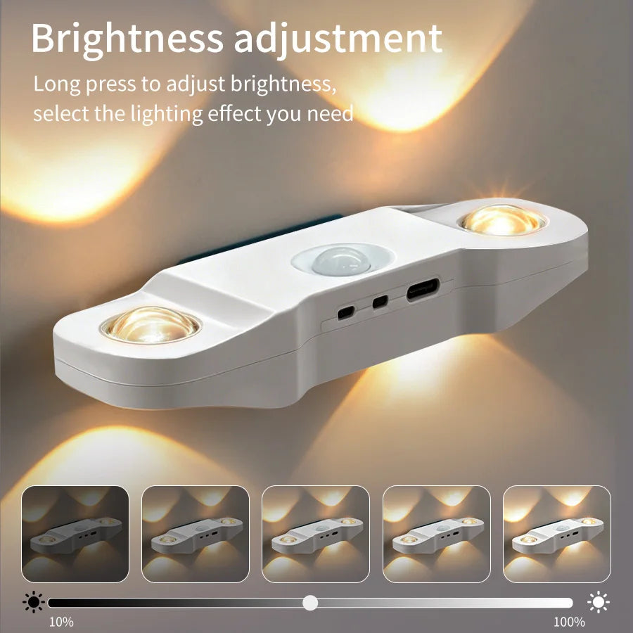 Lumora LED-Nachtlicht mit Bewegungsmelder | Magnetisch | USB-Aufladbar | 3 Lichtfarben für Schrank & Treppe