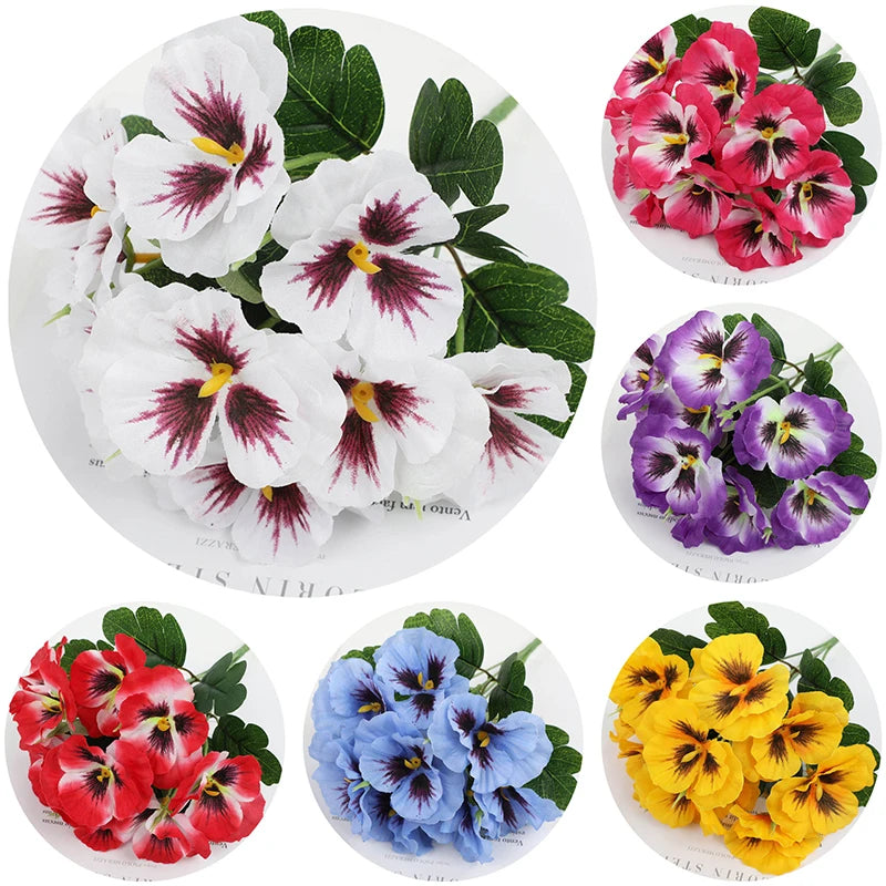 Florabella Künstliche Stiefmütterchen | 5 Köpfe | Hochzeits- & Party-Dekoration | Florabella
