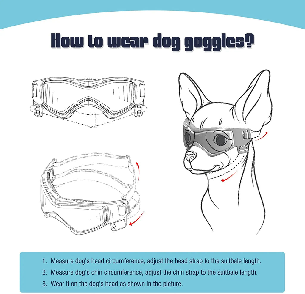 SunPaws Hunde Sonnenbrille | UV-Schutz Schutzbrille für Hunde & Katzen | Antibeschlag mit Belüftung | Verstellbare Gurte | Größe S/M