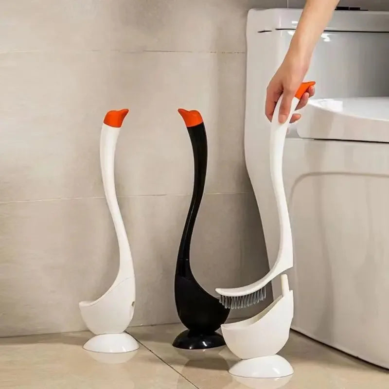 Swanora | WC-Bürsten Set Schwanendesign | Toilettenbürste mit Halter | Dichte Borsten & Langer Griff