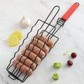Grillmeistera Hotdog Grillkorb | Abnehmbarer Grillkäfig aus Edelstahl | Holzgriff | Tragbares BBQ Grillzubehör