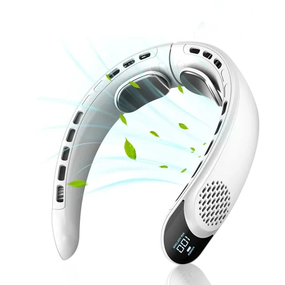 Aervyra Nackenventilator | 4-Turbo Luftstrom | 4000mAh Akku | Bladeless Tragbarer Ventilator mit LED-Display