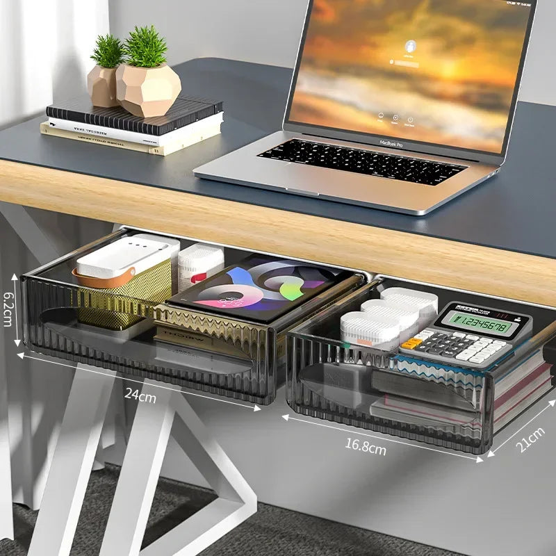 Deskora Untertisch Schublade | Ausziehbar & Unsichtbar | Kunststoff Organizer