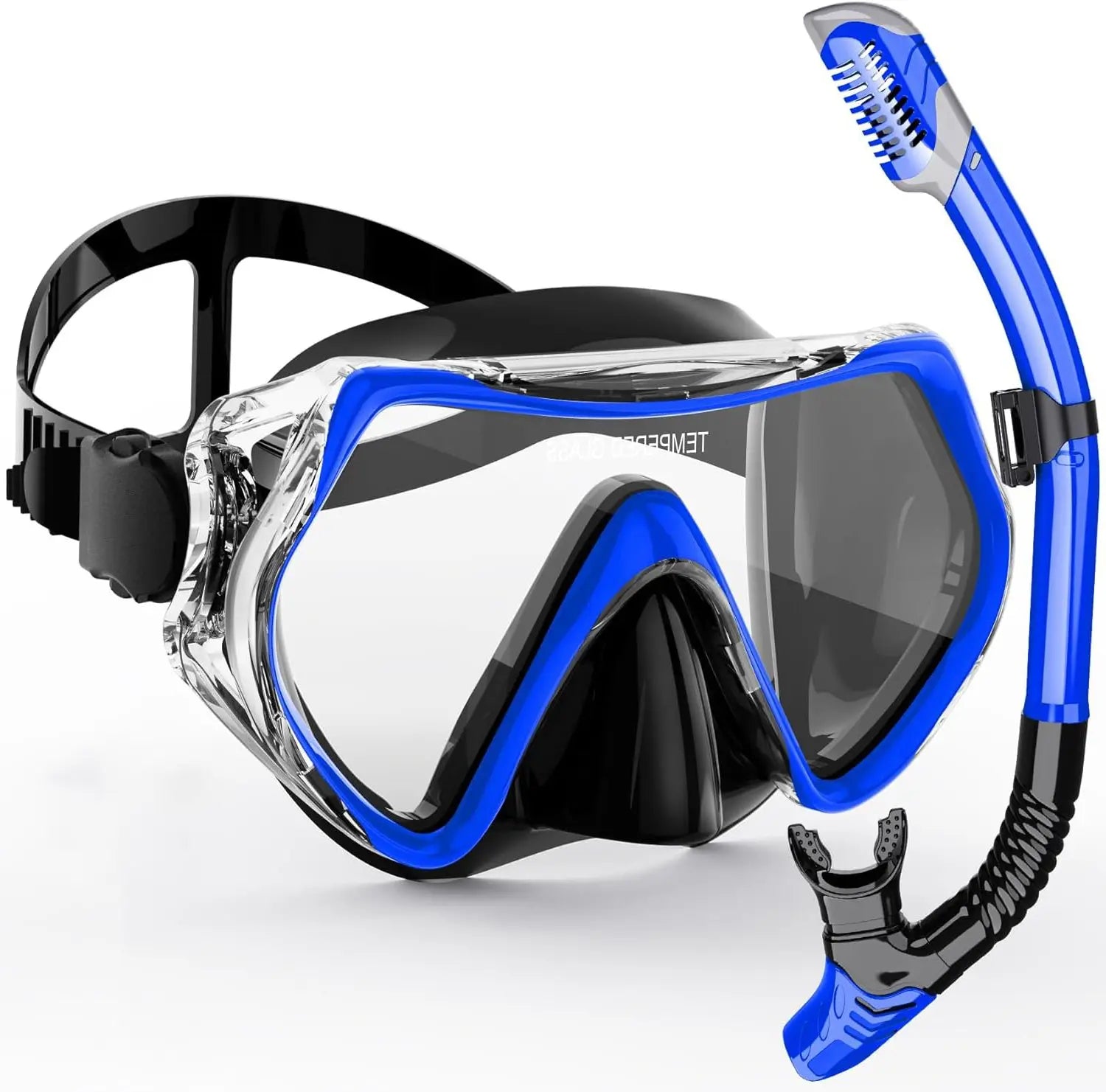 AquaVision Snorkel Mask Set for Adults | Anti-Fog & Impact-Resistant | Silicone Edge & Dry Snorkel | 180° Field of View