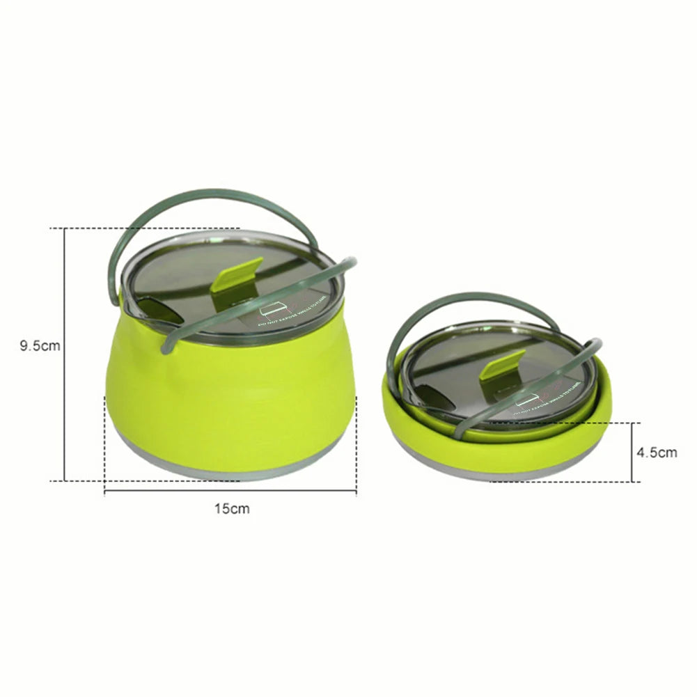 FoldCook Camping Kochtopf Faltbar 2,5L | Hitzebeständig | Silikon Edelstahl | Leicht Tragbar