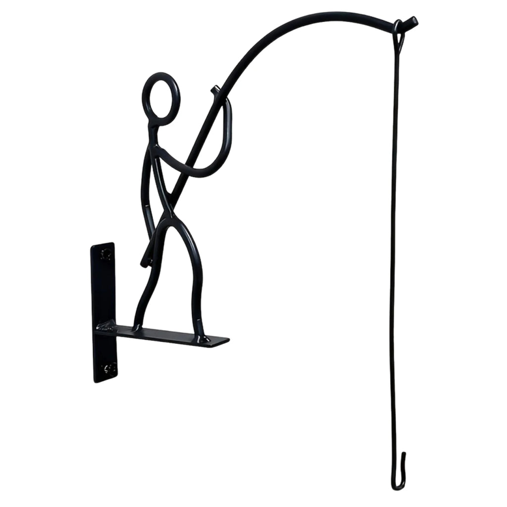 HookHelden Wandhaken für Pflanzampeln | Schmiedeeisen rostresistent | Fischer-/Gärtner-Design | Mit Sicherheitsverschluss | Outdoor Halterung
