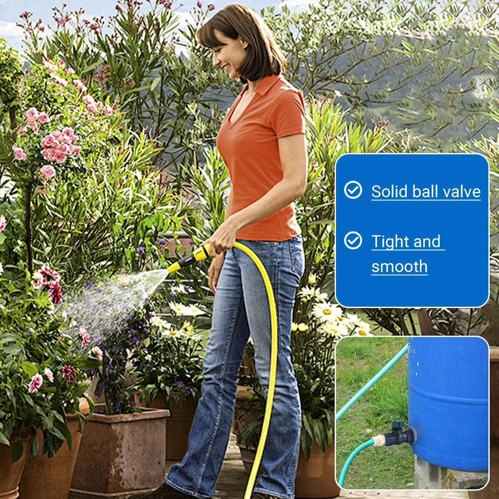 AquaPorta Regenfass Wasserhahn Set | PVC Auslaufhahn 3/4 Zoll | Fassanschluss Adapter | Dichtungsset für Regentonne