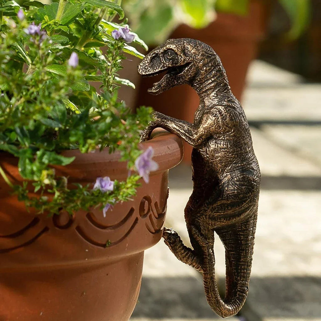 DinoVerde Dino Blumentopf Deko | Handbemalt | UV- & Frostbeständig | Garten & Innenbereich