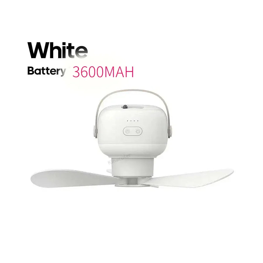 CampiBreeze Portable Ceiling Fan | 3600/7200 mAh Battery | LED & Remote Control | Quiet & Hangable