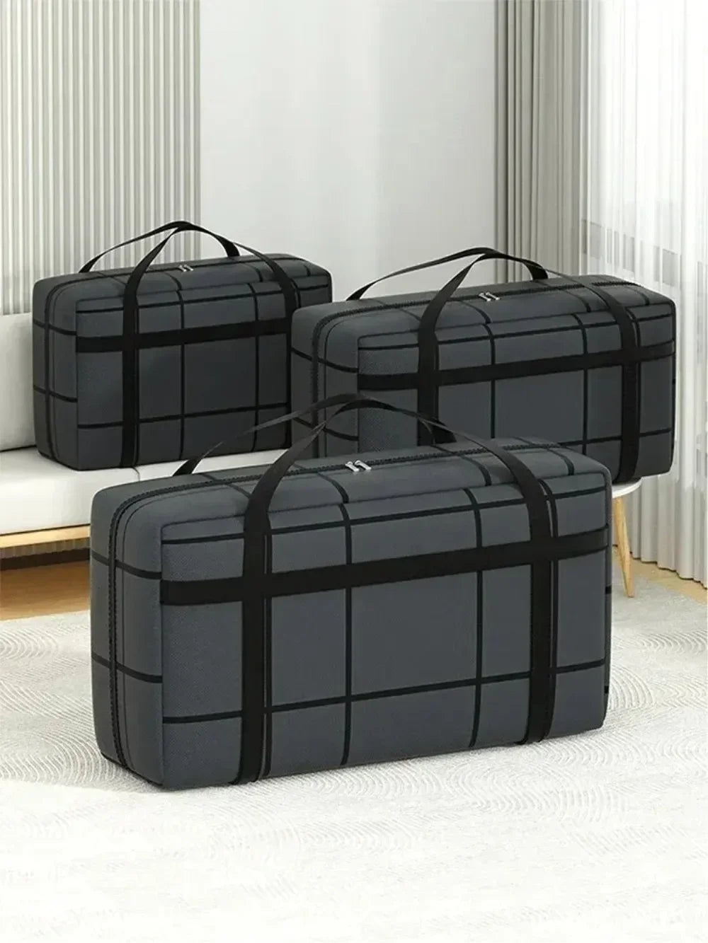 FlexiCarry Duffel Große Faltbare Reisetasche | Handgepäck & Kleidung Organizer | Doppelte Reißverschlüsse, Tragbar
