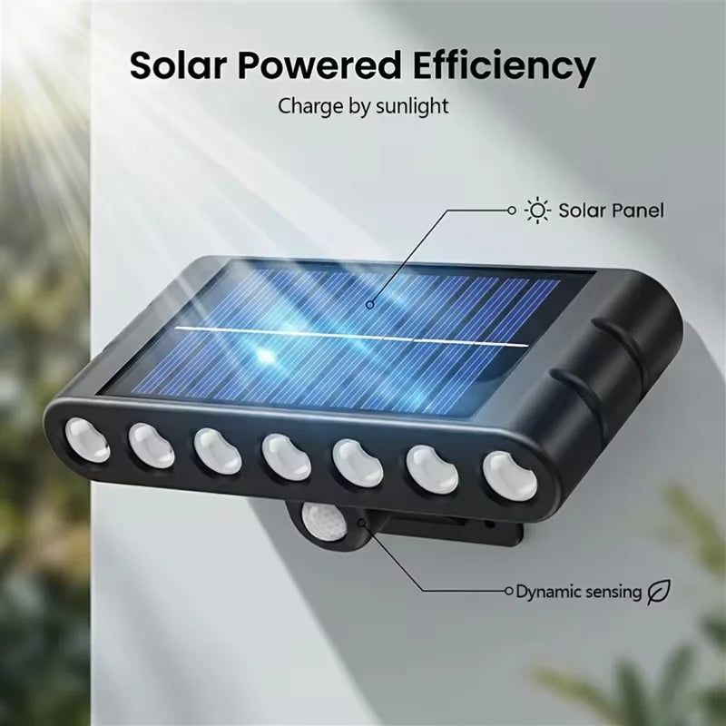 LumiVanta Solar-Gartenleuchte mit Bewegungsmelder | 7 LED | 3 Lichtmodi | Wetterfest