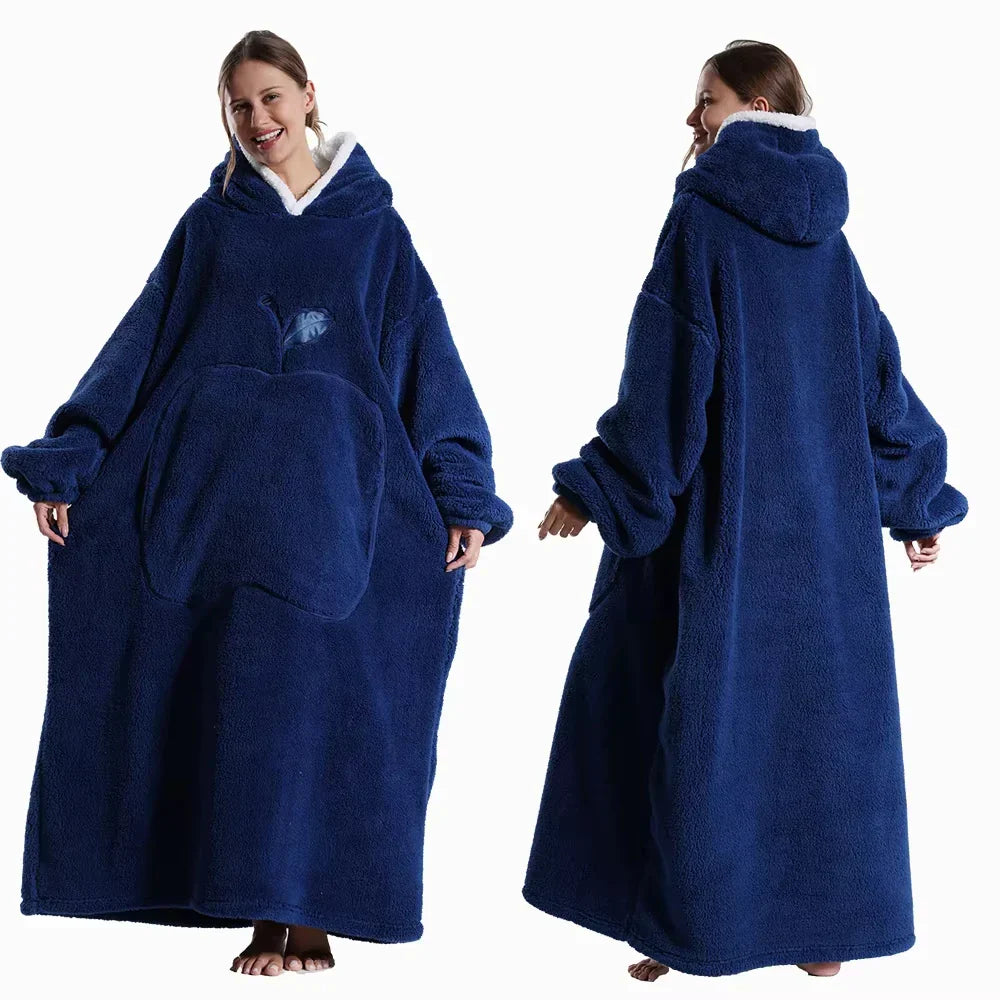 CozyHaven Plus Size Hooded Blanket | Plush Sherpa Wearable Blanket with Sleeves & Pocket | 140 cm | Unisex Winter Cozy Blanket