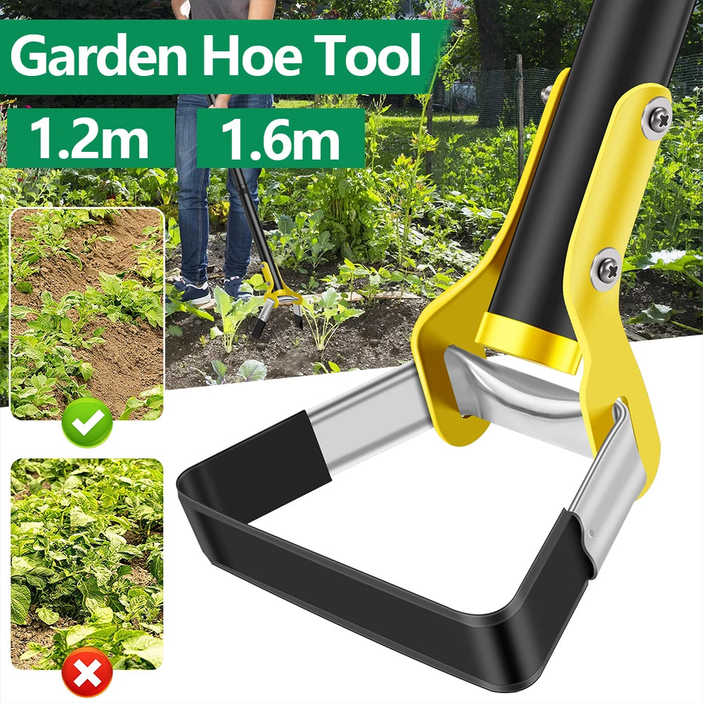 GartenVanta Gartenhacke | Dreieckiger Unkrautstecher | Edelstahl | Ergonomischer Langstiel 120–160 cm | Stirrup Ziehhacke