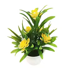 Bloomora  Künstliche Blumen im Topf | Lotus & Blätter | Dekoration für Zuhause & Büro | 18 cm