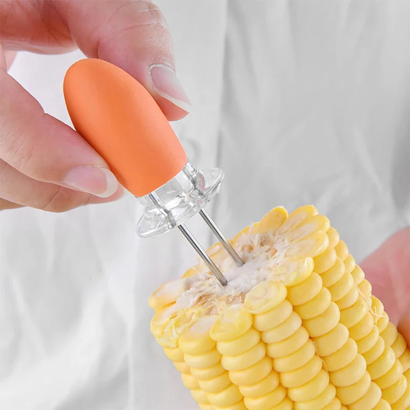 EmberGabel Maisgabeln Edelstahl Set | BBQ Halter für Maiskolben | 4 Paare Grillspieße