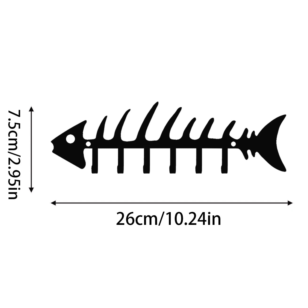 FerroLine Wandhaken Fischgräte | Metall Schlüssel- & Allzweckhaken | 28 x 16 x 3 cm | 6 Haken